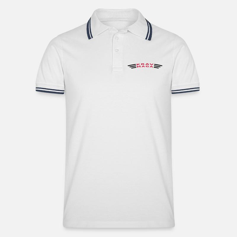 KRAVMAGA curved - Männer Tipped Poloshirt - Weiß/Navy