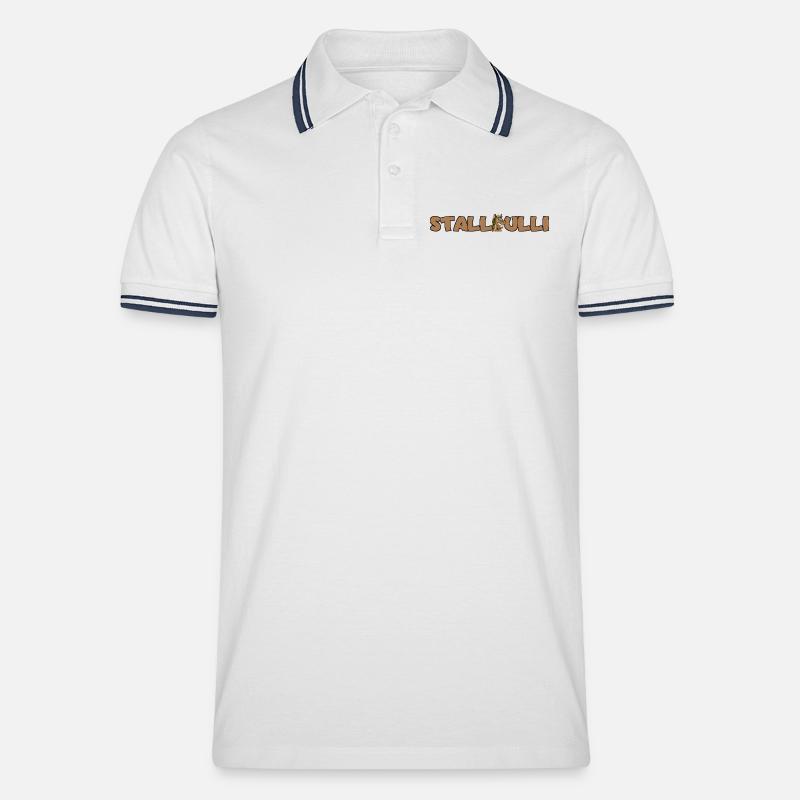 Stallpulli - Stall - Pferd Pferde Reiter Reiterin - Männer Tipped Poloshirt - Weiß/Navy