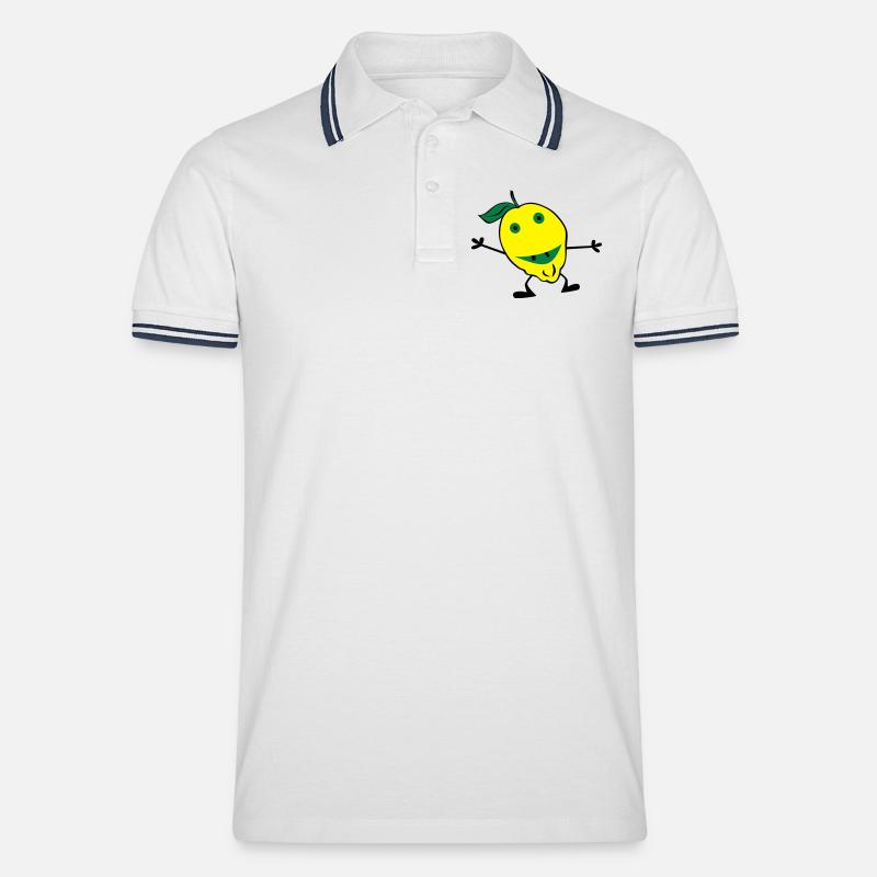 Zitronen Mann - Männer Tipped Poloshirt - Weiß/Navy