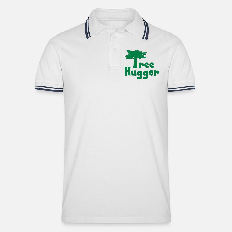 Tree Hugger - Männer Tipped Poloshirt - Weiß/Navy