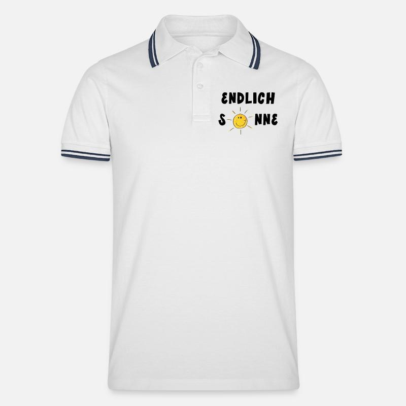 Endlich Sonne - Sommer - Sonnenschein - Männer Tipped Poloshirt - Weiß/Navy