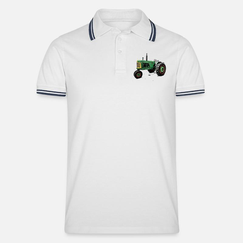 Oliver 88 Traktor - Männer Tipped Poloshirt - Weiß/Navy