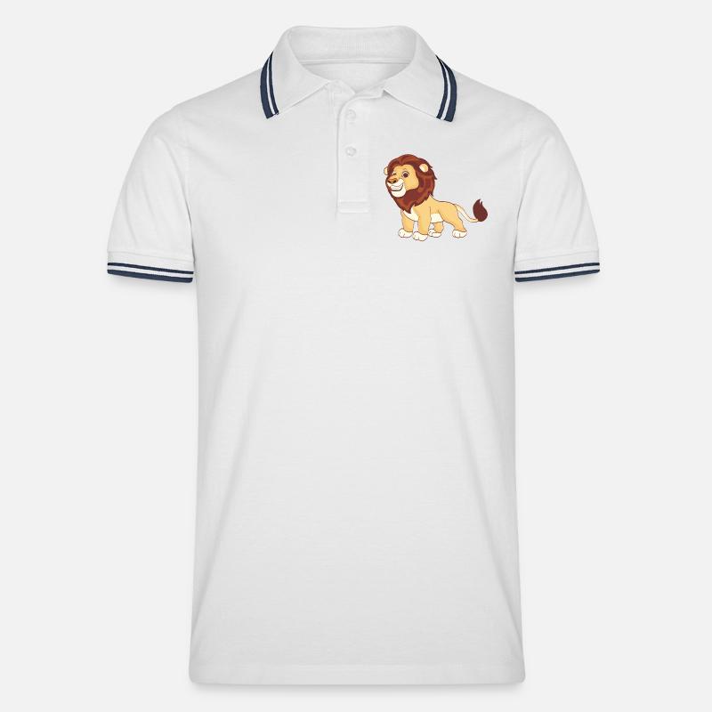 Ein prächtiger Löwe - Männer Tipped Poloshirt - Weiß/Navy