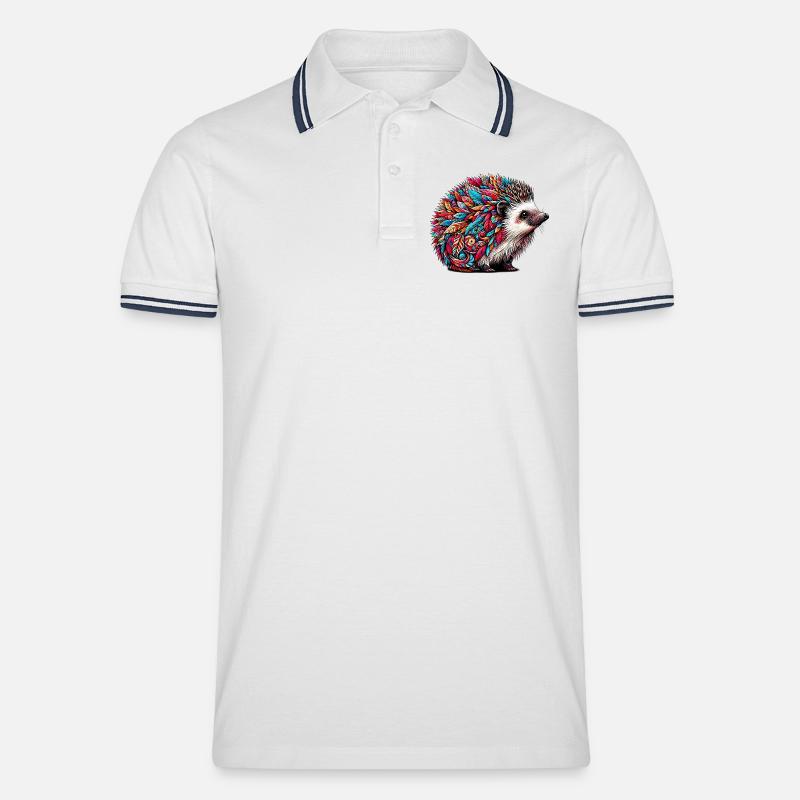 Igel - Männer Tipped Poloshirt - Weiß/Navy