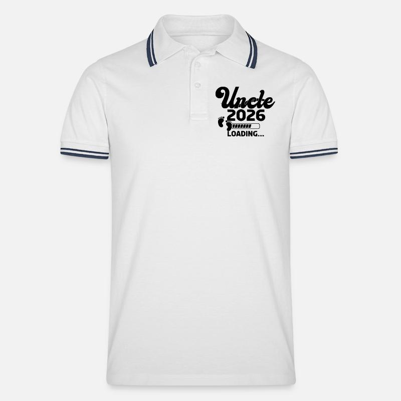 Uncle 2026 Loading - Männer Tipped Poloshirt - Weiß/Navy