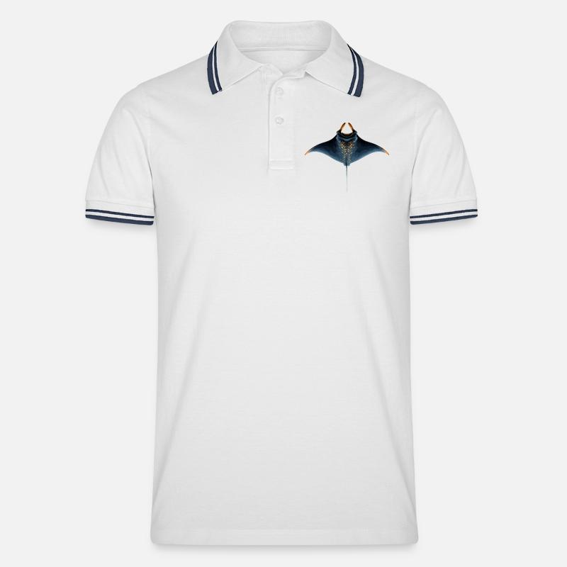 Manta Rochen Teufelsrochen Stachelrochen Taucher - Männer Tipped Poloshirt - Weiß/Navy
