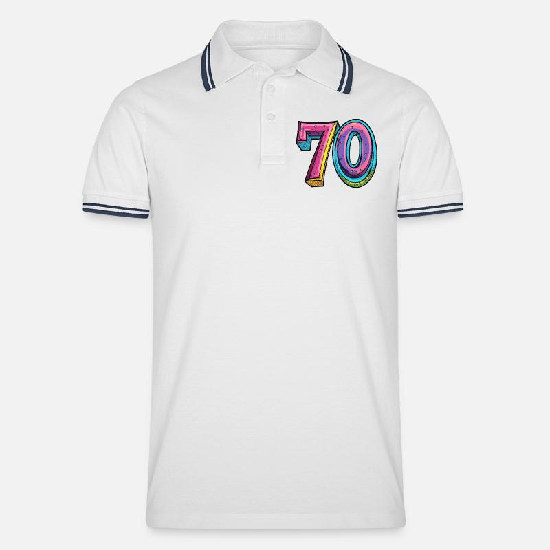 70 Numero Colorato - Polo per uomo - bianco/navy