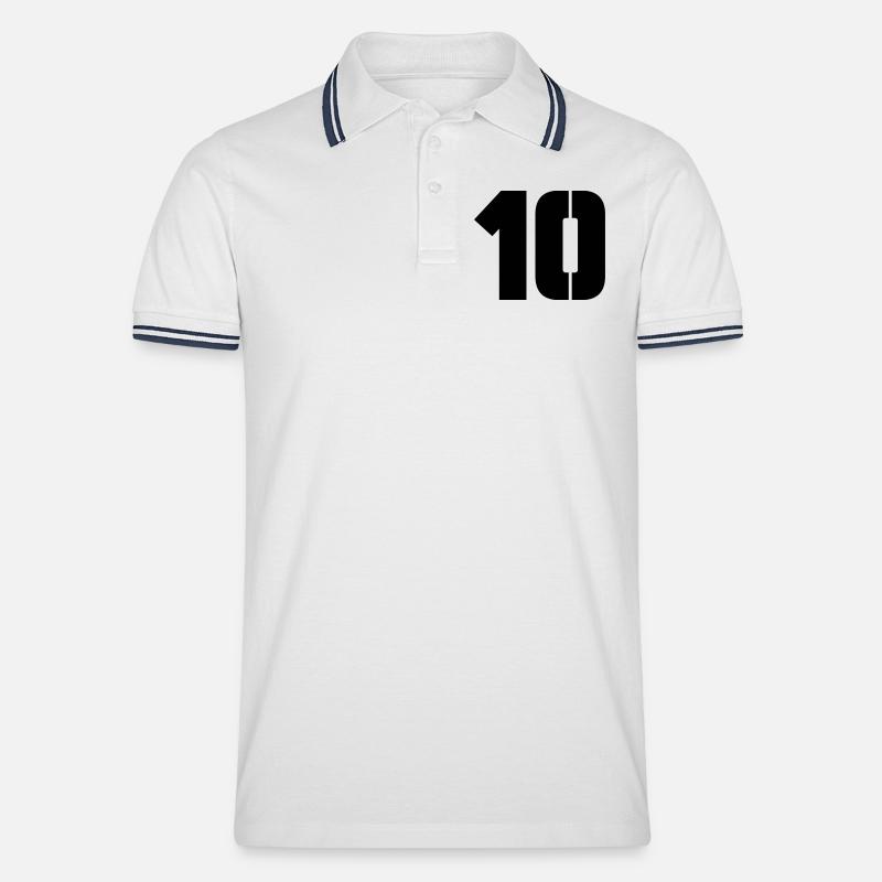 10 - Männer Tipped Poloshirt - Weiß/Navy