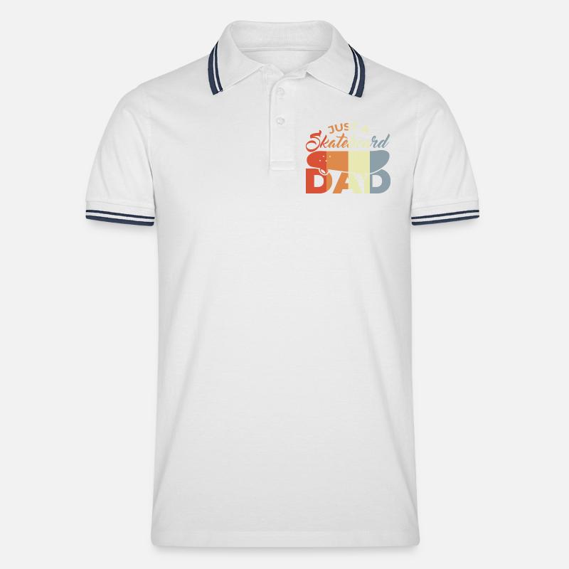 Skateboard Papa - Männer Tipped Poloshirt - Weiß/Navy