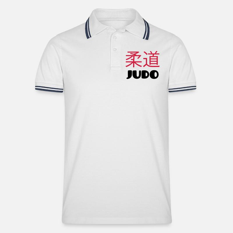Judo (V) - Männer Tipped Poloshirt - Weiß/Navy