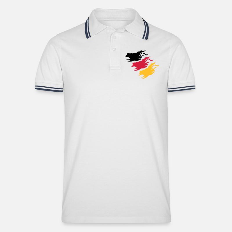 Design Germany - Männer Tipped Poloshirt - Weiß/Navy