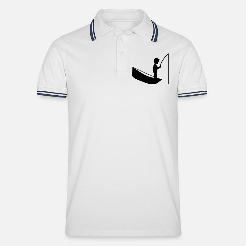 Eine Junge mit einer Angel - Männer Tipped Poloshirt - Weiß/Navy