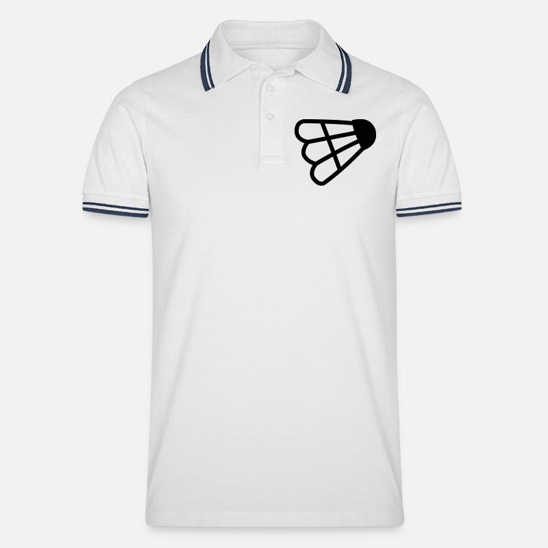 Badminton einfaches Shuttle-Logo - Männer Tipped Poloshirt - Weiß/Navy