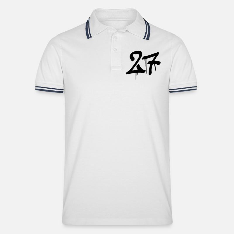 27 - Männer Tipped Poloshirt - Weiß/Navy