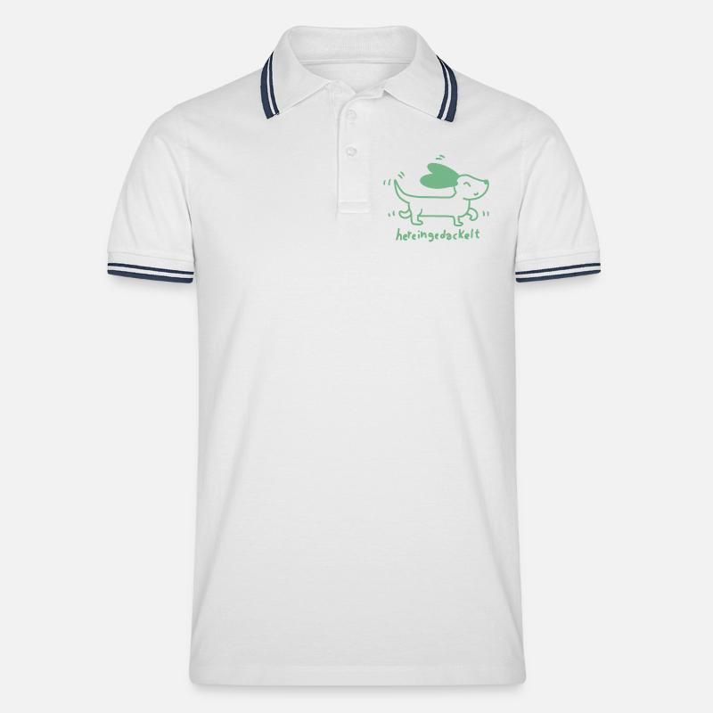  Dackel verspielt, handgezeichnet - Männer Tipped Poloshirt - Weiß/Navy