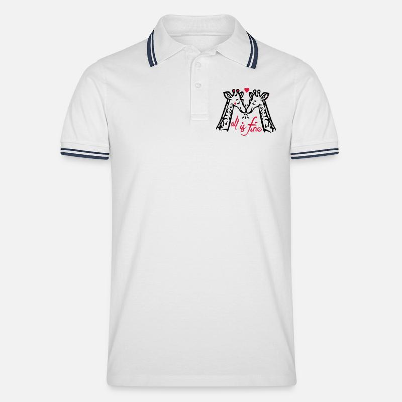 Giraffen Liebe - Männer Tipped Poloshirt - Weiß/Navy