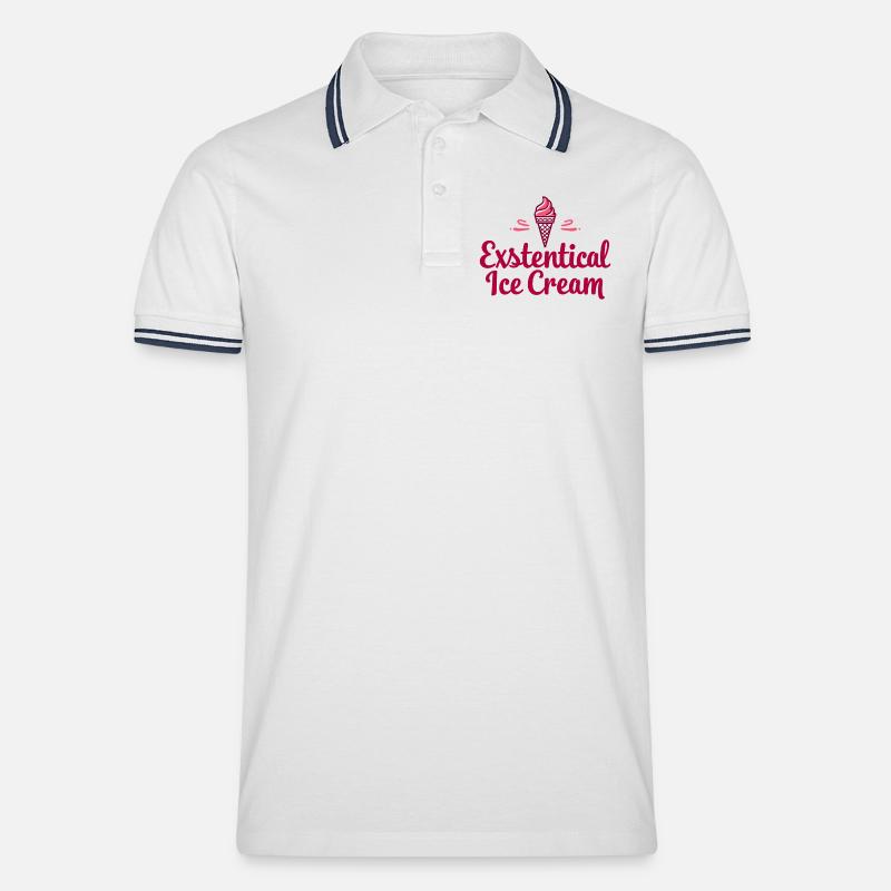 Existenzielle Eiscreme Lustiger Spruch Eis Waffel - Männer Tipped Poloshirt - Weiß/Navy