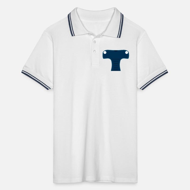 Mitternachtsblauer stilisierter Hammerhai-Kopf Männer Tipped Poloshirt