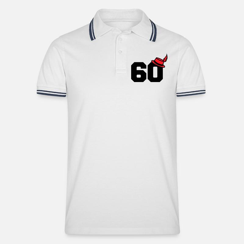 60 - Männer Tipped Poloshirt - Weiß/Navy
