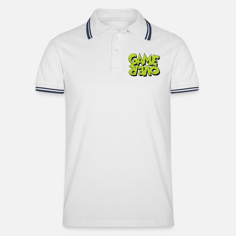 Game Over Retro-Pixel-Design - Männer Tipped Poloshirt - Weiß/Navy