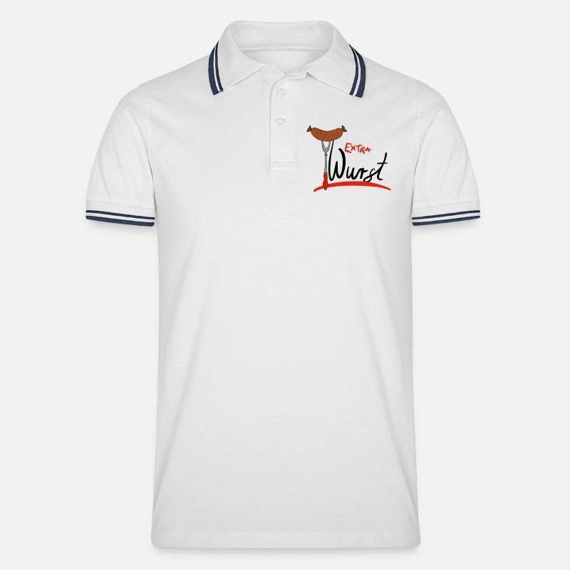 Extra Wurst Barbecue Humor - Männer Tipped Poloshirt - Weiß/Navy