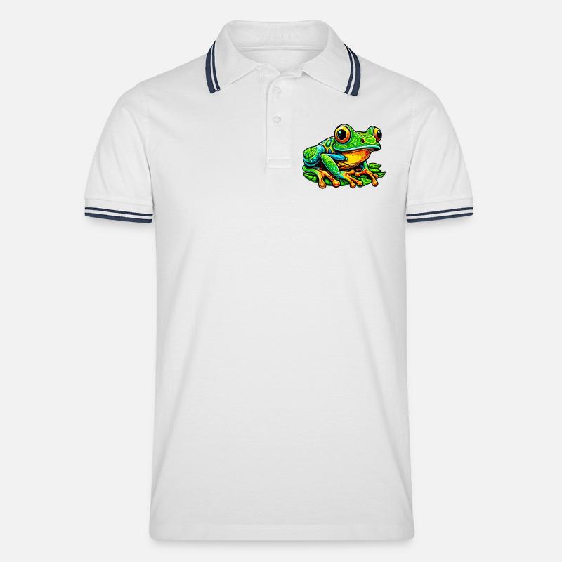 Frosch - Männer Tipped Poloshirt - Weiß/Navy