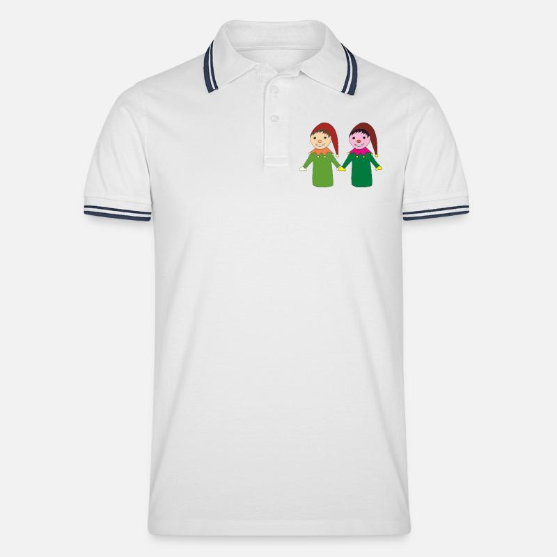 Fröhliche kasperl freunde - Männer Tipped Poloshirt - Weiß/Navy