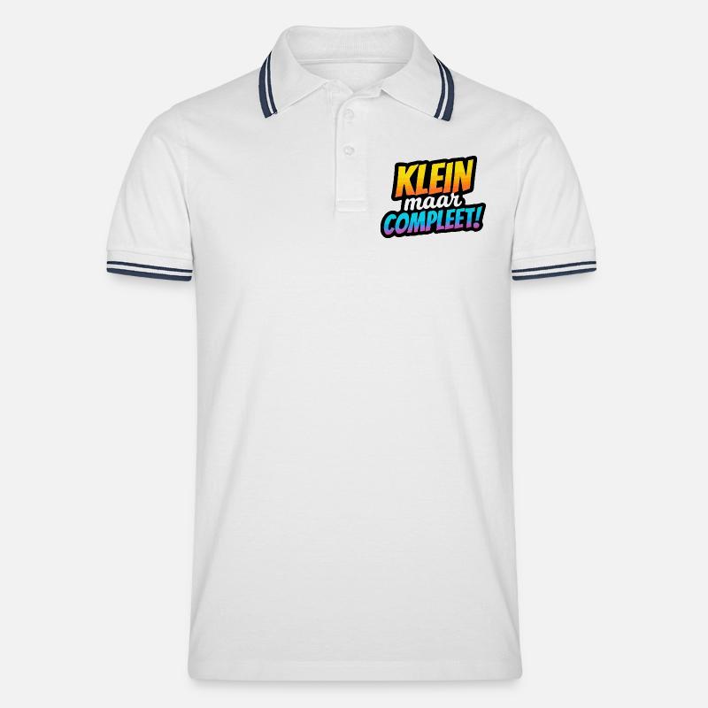 Kleiner, aber vollständiger Retro-Farbverlauf - Männer Tipped Poloshirt - Weiß/Navy
