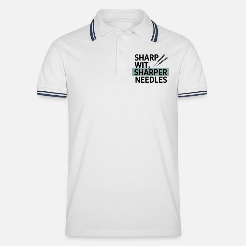 Sharp Wit Sharper Needles Acupuncturist Profession - Polo tipped Homme - blanc/marine
