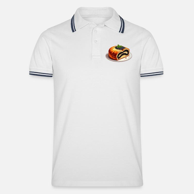 Mohnkuchen - Männer Tipped Poloshirt - Weiß/Navy