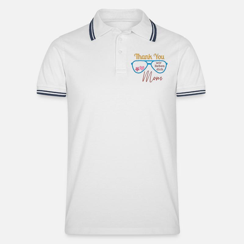 Danke Mama  - Männer Tipped Poloshirt - Weiß/Navy