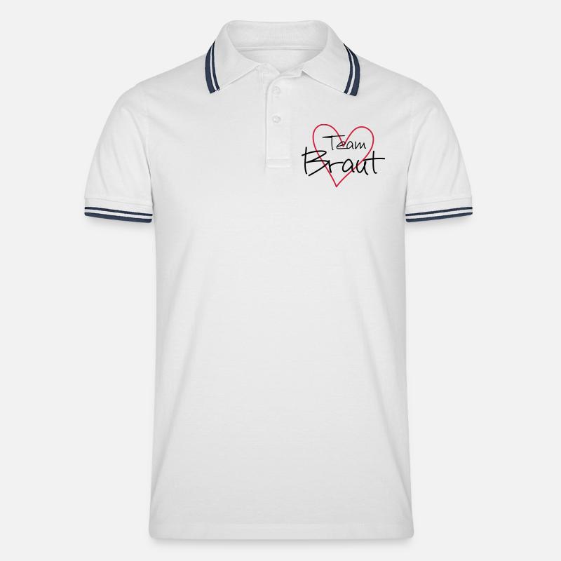 Team Braut Herz Party - Männer Tipped Poloshirt - Weiß/Navy