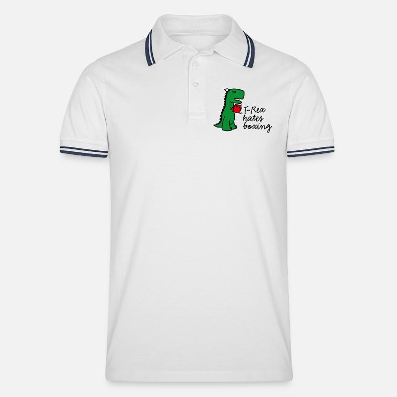 T-Rex hates boxing Boxen Boxhandschuhe - Männer Tipped Poloshirt - Weiß/Navy