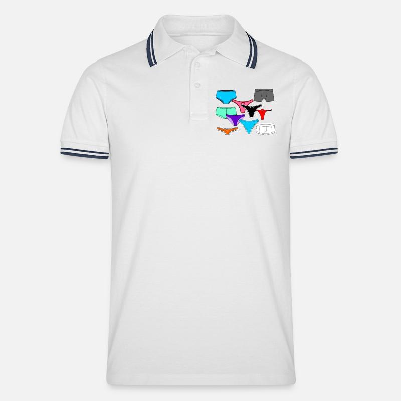 Dessous-Logo mit Slip und Unterhose - Männer Tipped Poloshirt - Weiß/Navy