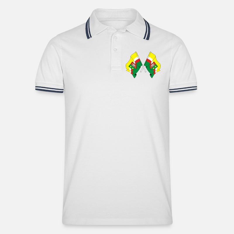 Zwei Flaggen Lubusz - Männer Tipped Poloshirt - Weiß/Navy