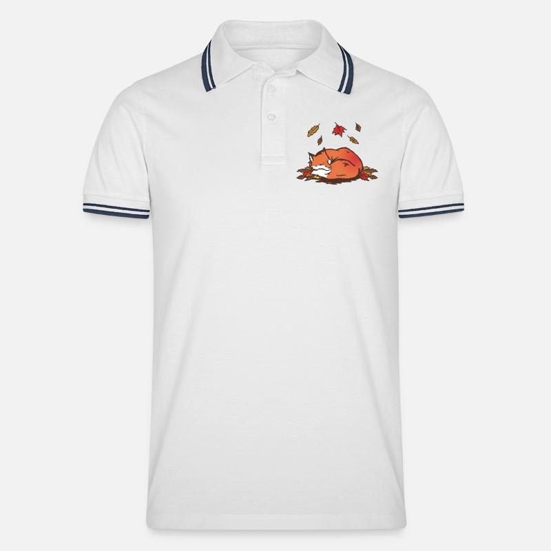 Ruhiger Herbstfuchs Illustration - Männer Tipped Poloshirt - Weiß/Navy