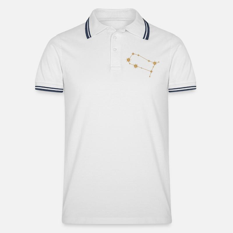 Sternbild Zwillinge Sternzeichen Sternzeichen Golden - Männer Tipped Poloshirt - Weiß/Navy