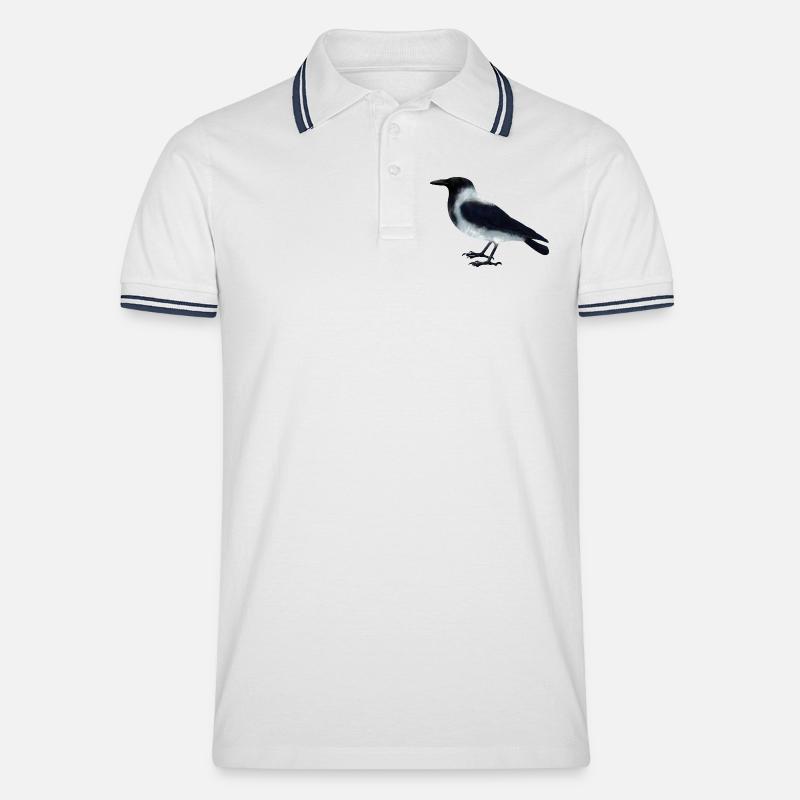 Nebelkrähe - Männer Tipped Poloshirt - Weiß/Navy