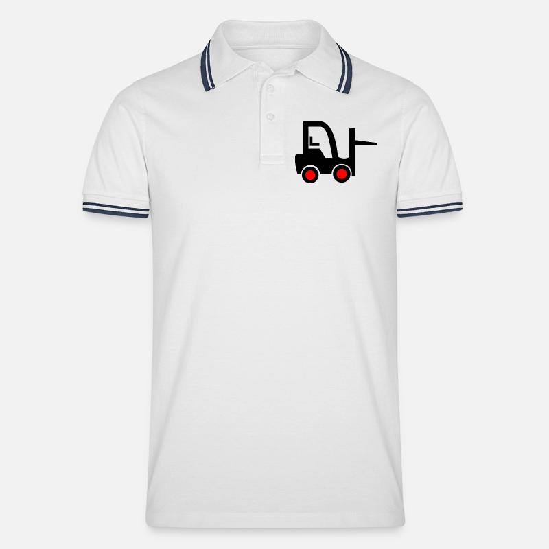 Gabelstapler - Männer Tipped Poloshirt - Weiß/Navy