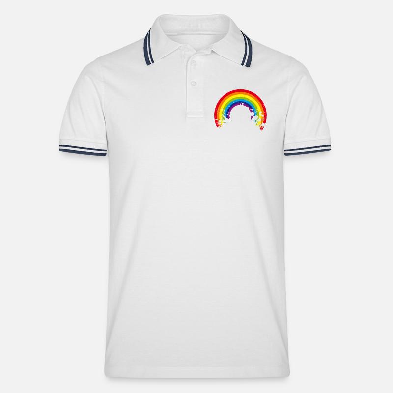 rainbow regenbogen - Männer Tipped Poloshirt - Weiß/Navy