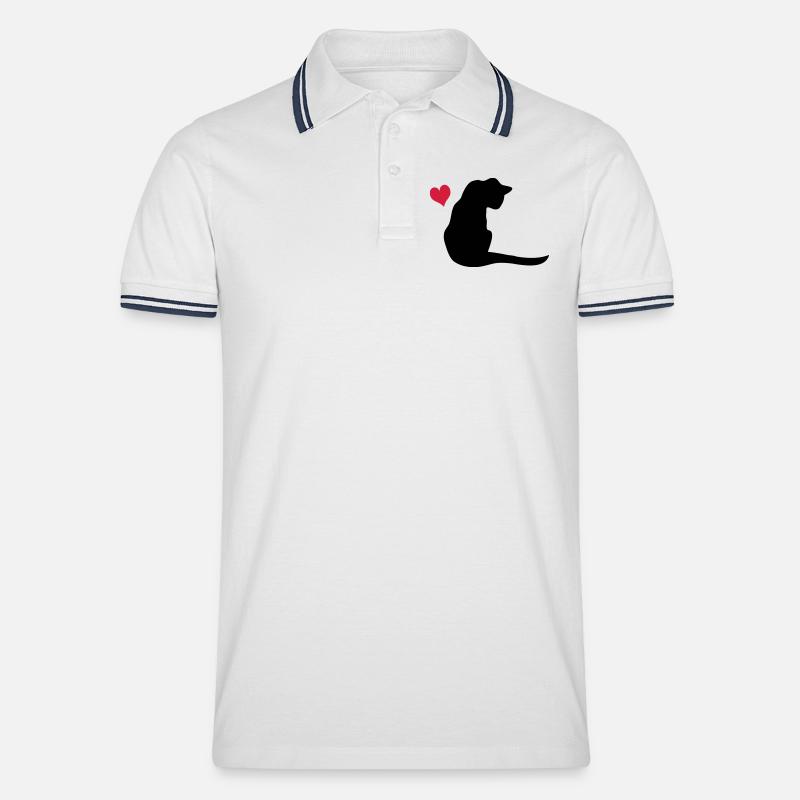 Katze - Männer Tipped Poloshirt - Weiß/Navy