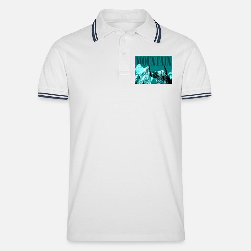 Abstrakter eisiger Berg - Männer Tipped Poloshirt - Weiß/Navy