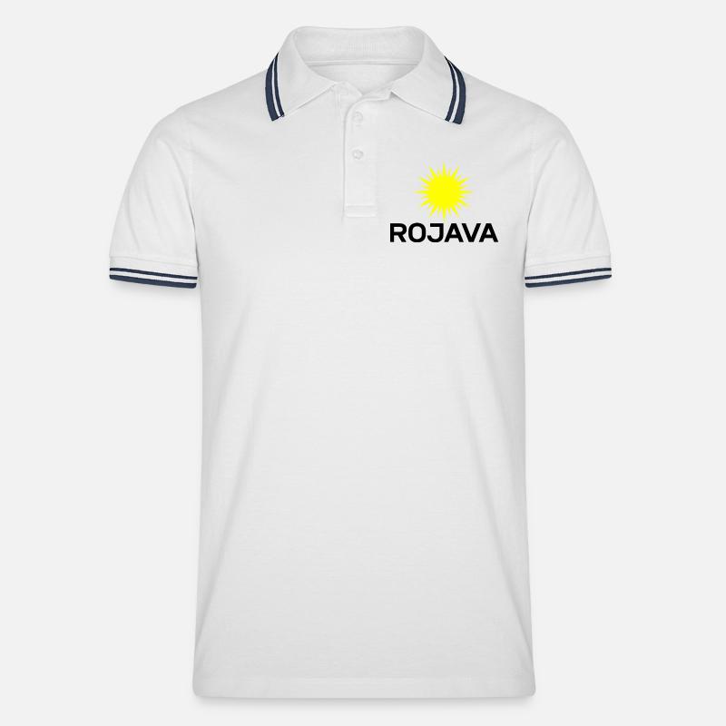 Rojava - Männer Tipped Poloshirt - Weiß/Navy
