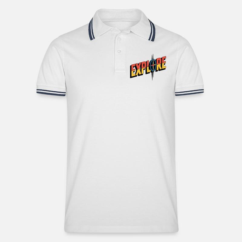 EXPLORE Kompass – Abenteuer Logo - Männer Tipped Poloshirt - Weiß/Navy