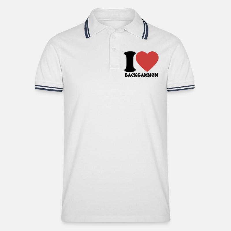 I love Backgammon | Brettspiel | Geschenk - Männer Tipped Poloshirt - Weiß/Navy