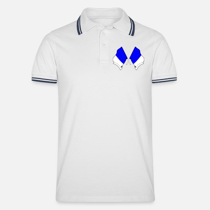 Spa Twin Flags - Männer Tipped Poloshirt - Weiß/Navy