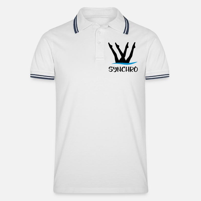 synchronized swimming - Men's Tipped Polo Shirt - white/navy