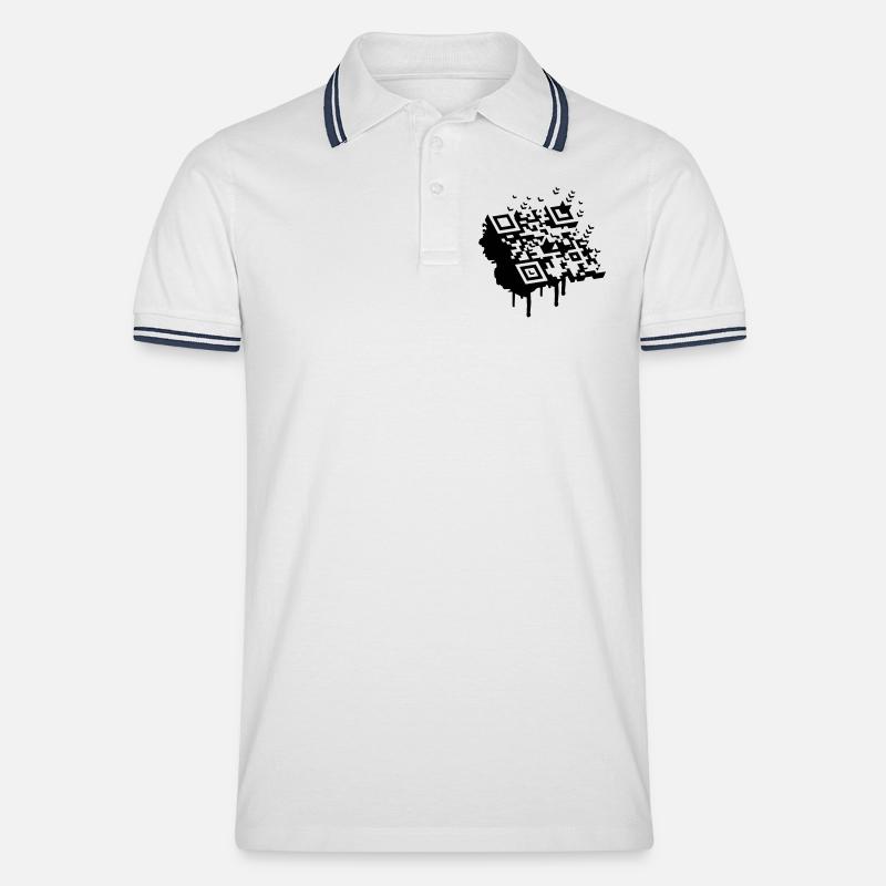 3D Barcode als Graffiti - Männer Tipped Poloshirt - Weiß/Navy