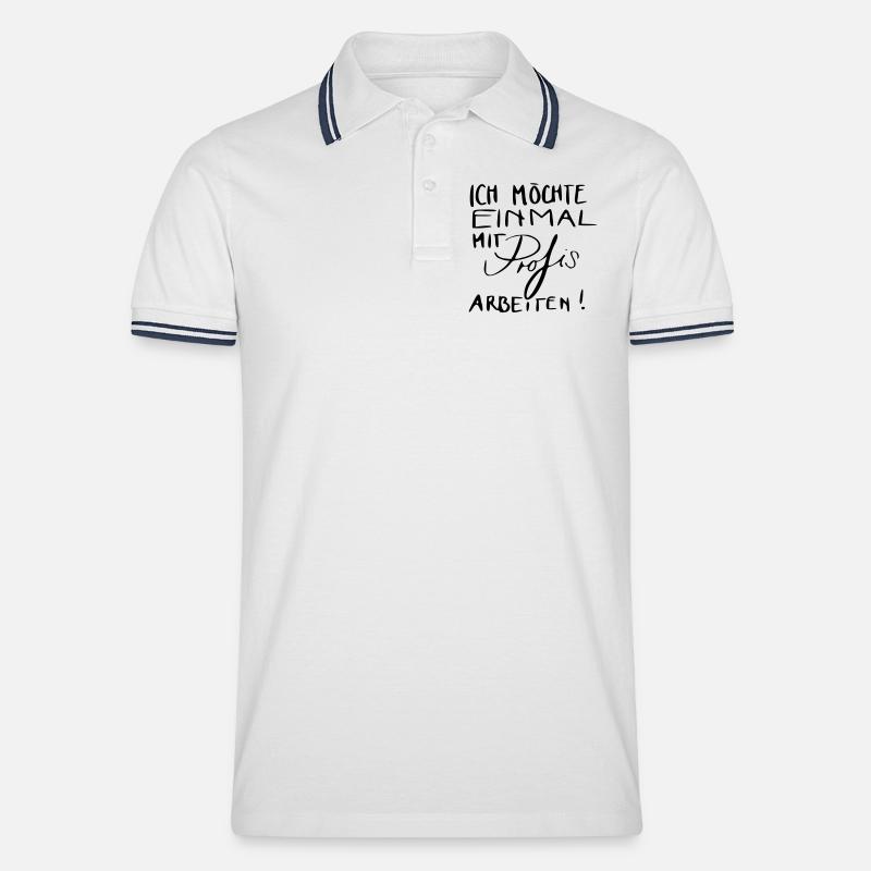 Ich möchte einmal mit Profis arbeiten! - Männer Tipped Poloshirt - Weiß/Navy