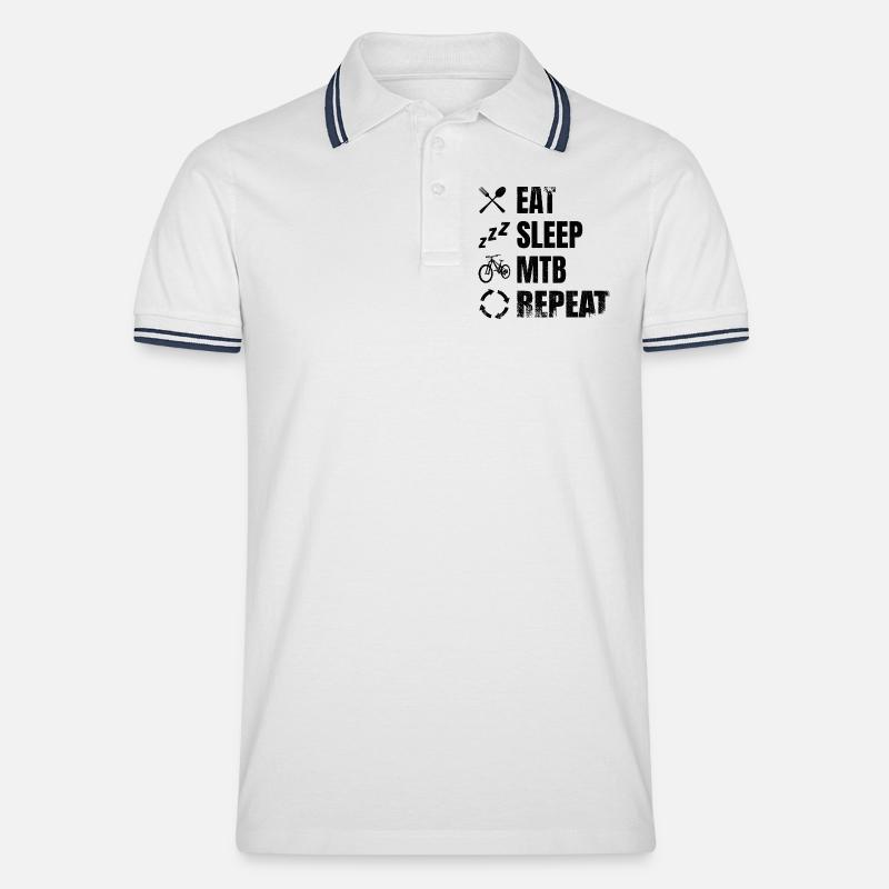 Mountainbiker Routine - Männer Tipped Poloshirt - Weiß/Navy